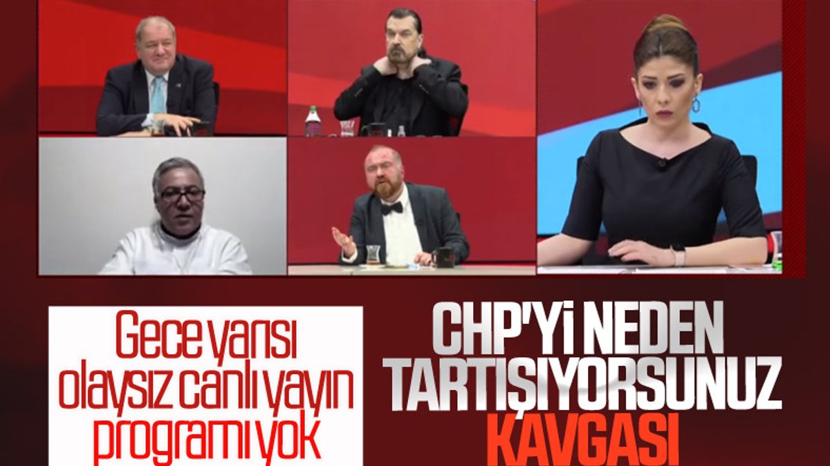 TV 100'de canlı yayında CHP'yi neden tartışıyorsunuz kavgası