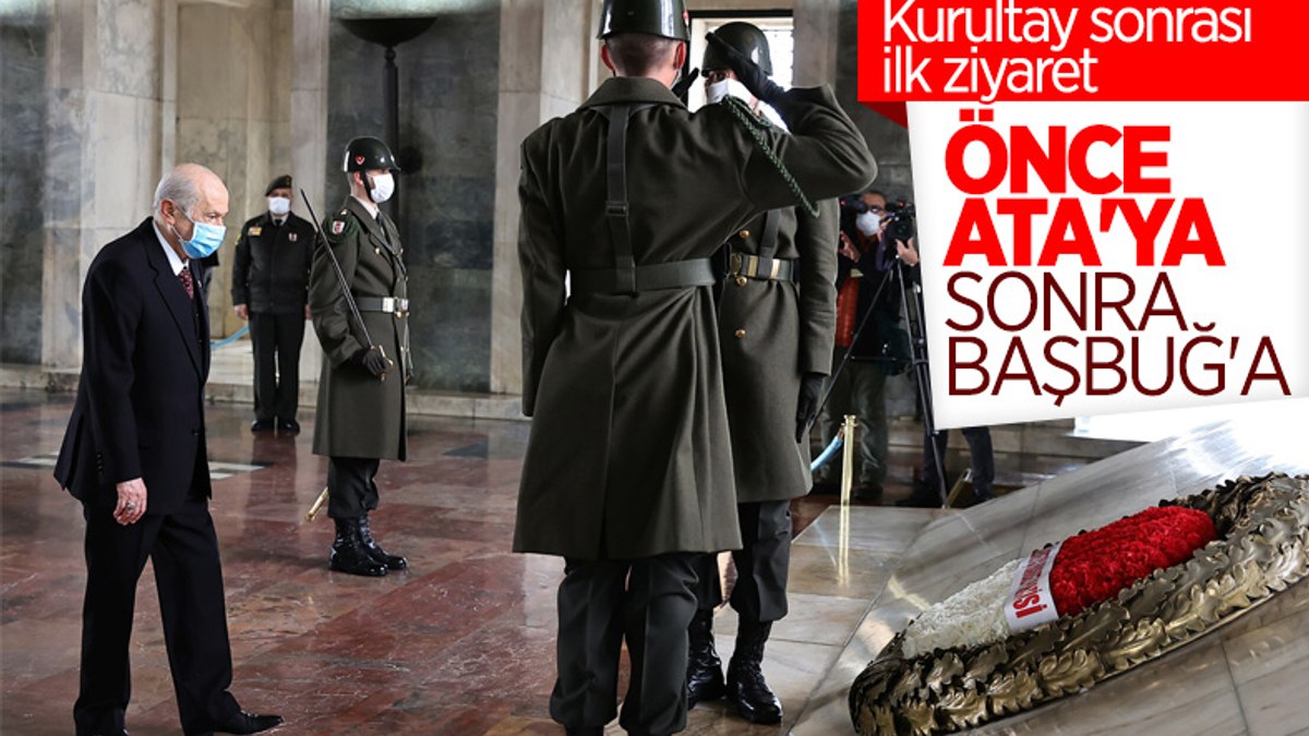 Devlet Bahçeliden Anıtkabire ve Alparslan Türkeşin kabrine ziyaret