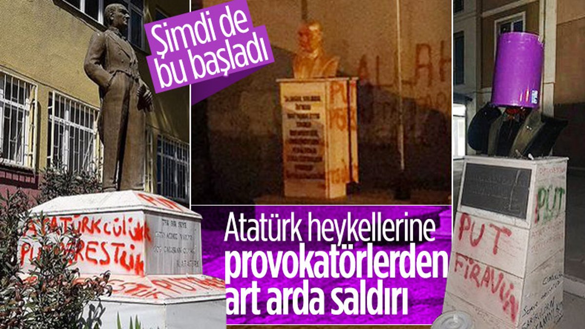 Tekirdağ'da Atatürk heykeline çirkin saldırı