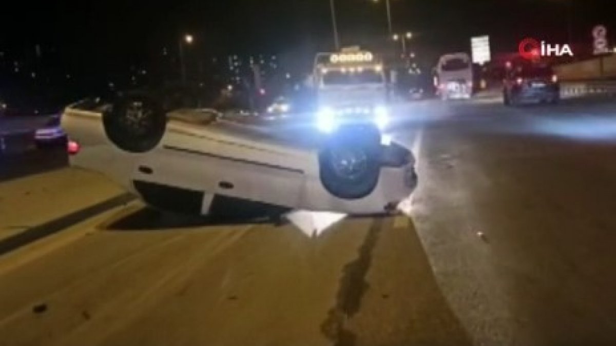 Ankara'da takla atan aracın sürücüsü sağ salim çıktı