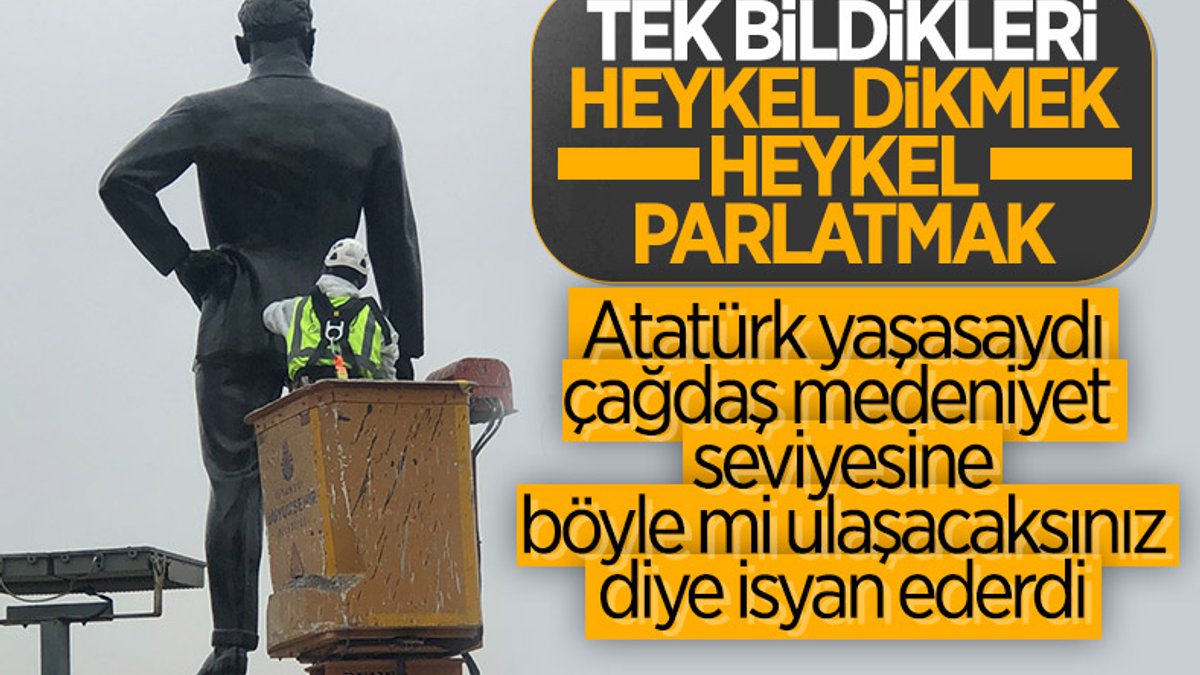 İBB, Atatürk anıtına bakım yaptı