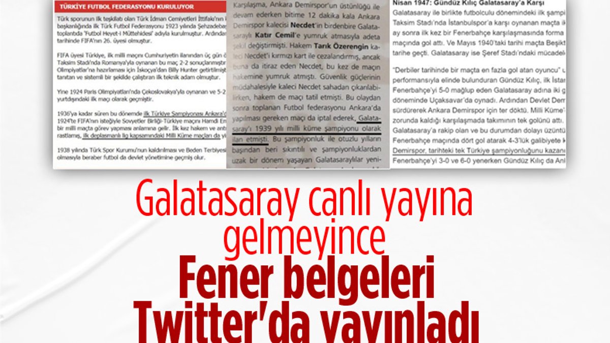 Fenerbahçe'den Galatasaray'a 3 belgeli yanıt