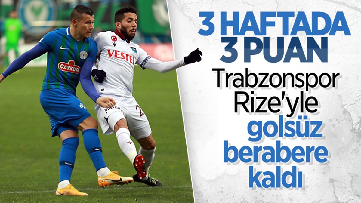 Trabzonspor deplasmanda Rizespor'la berabere kaldı