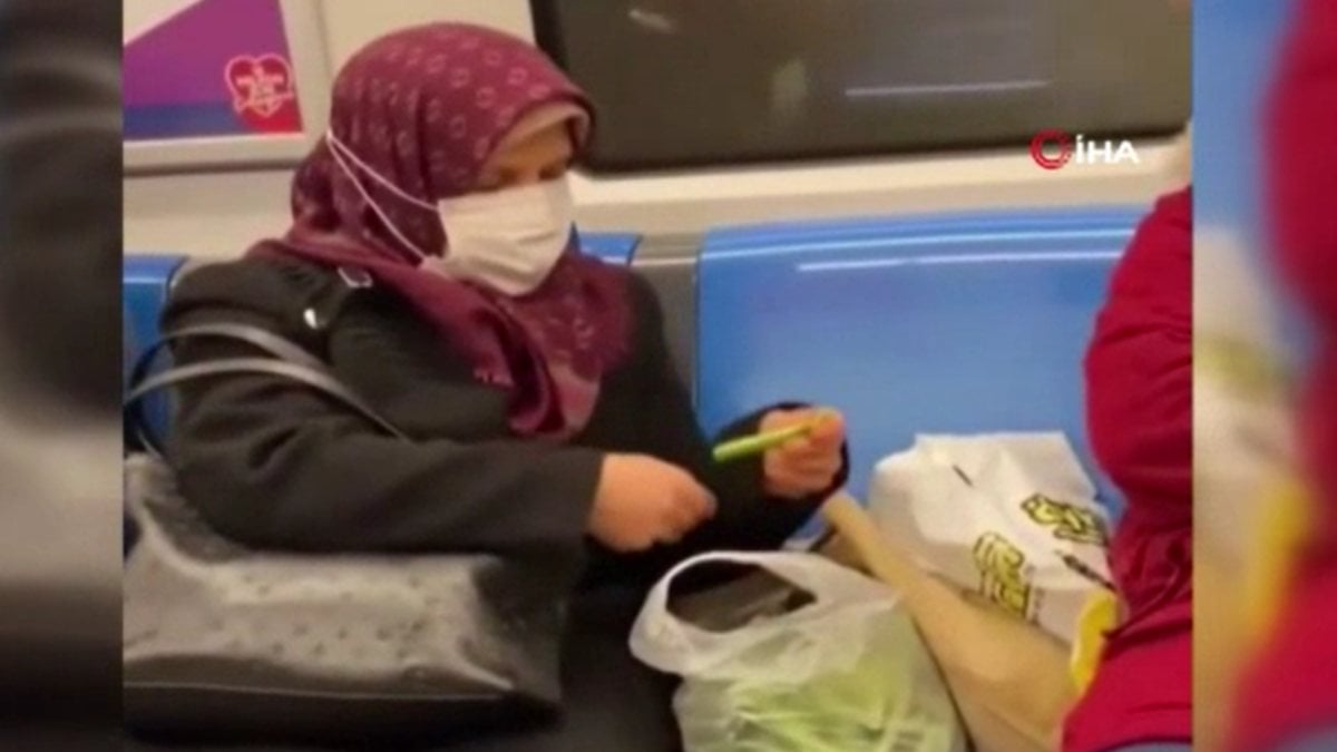 İstanbul’da metroda taze fasulye kıran kadın ilgi odağı oldu