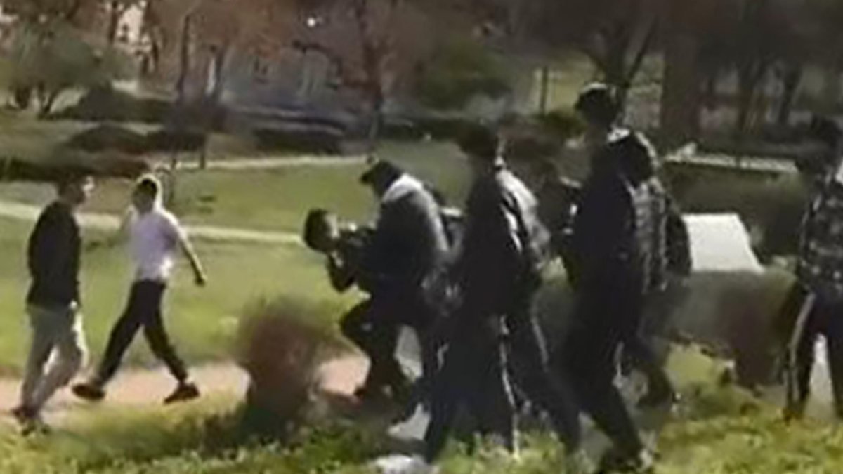 Bursa'da parkta bir araya gelen gençler kavga etti