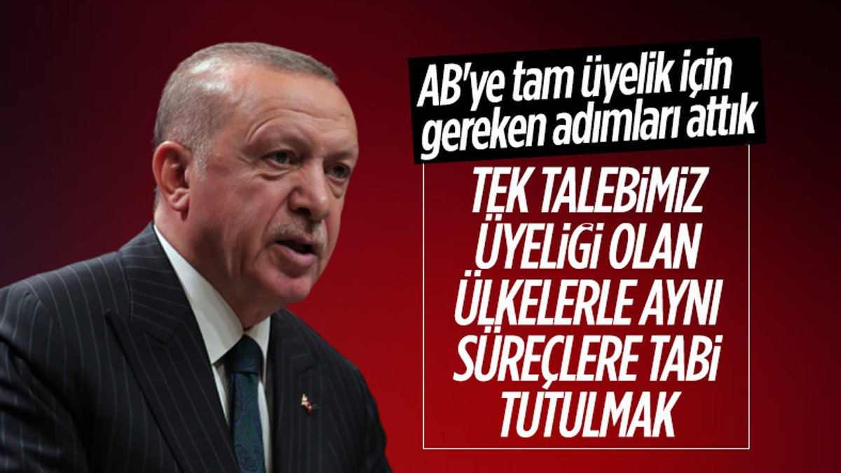 Cumhurbaşkanı Erdoğan: AB'ye tam üyelik için gereken adımları birer birer attık