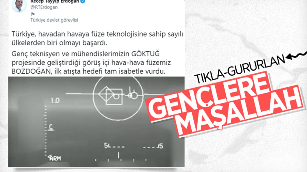 Cumhurbaşkanı Erdoğan: Göktuğ projesinde hava füzesi Bozdoğan'ın ilk atışı başarılı