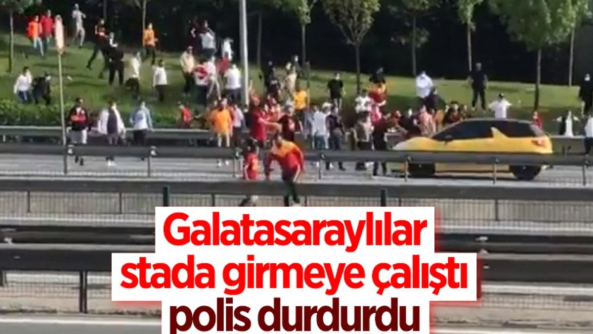 Stada girmeye çalışan Galatasaray taraftarına polis müdahale etti