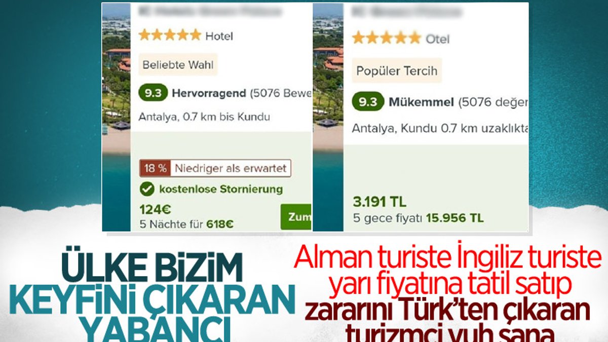 Türkiye'de yabancı turiste yerli turistten daha ucuza otel fiyatı veriliyor