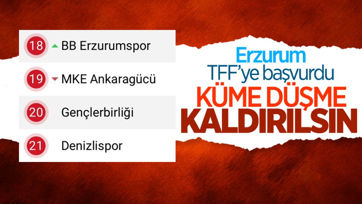 Erzurumspor'dan TFF'ye küme düşmenin kaldırılması için başvuru