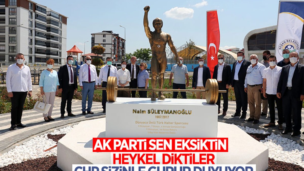 Edirne'deki yeni parka, Naim Süleymanoğlu heykeli yapıldı