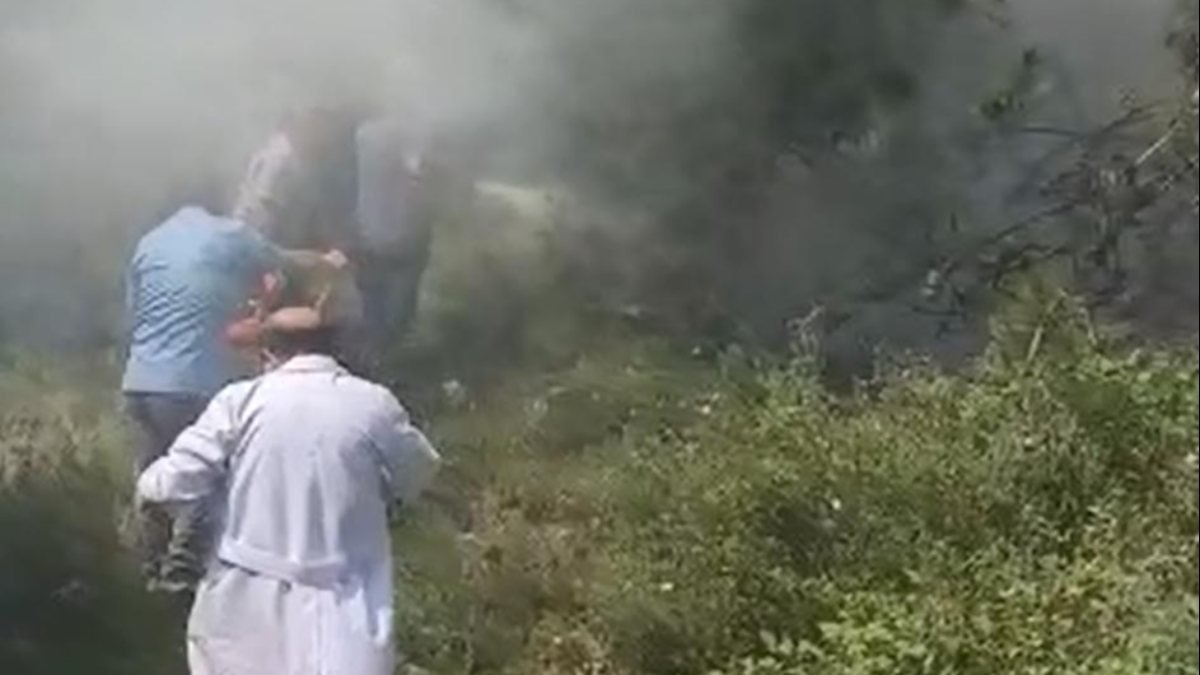 Kocaeli'de çıkan orman yangınına sağlık çalışanları müdahale etti