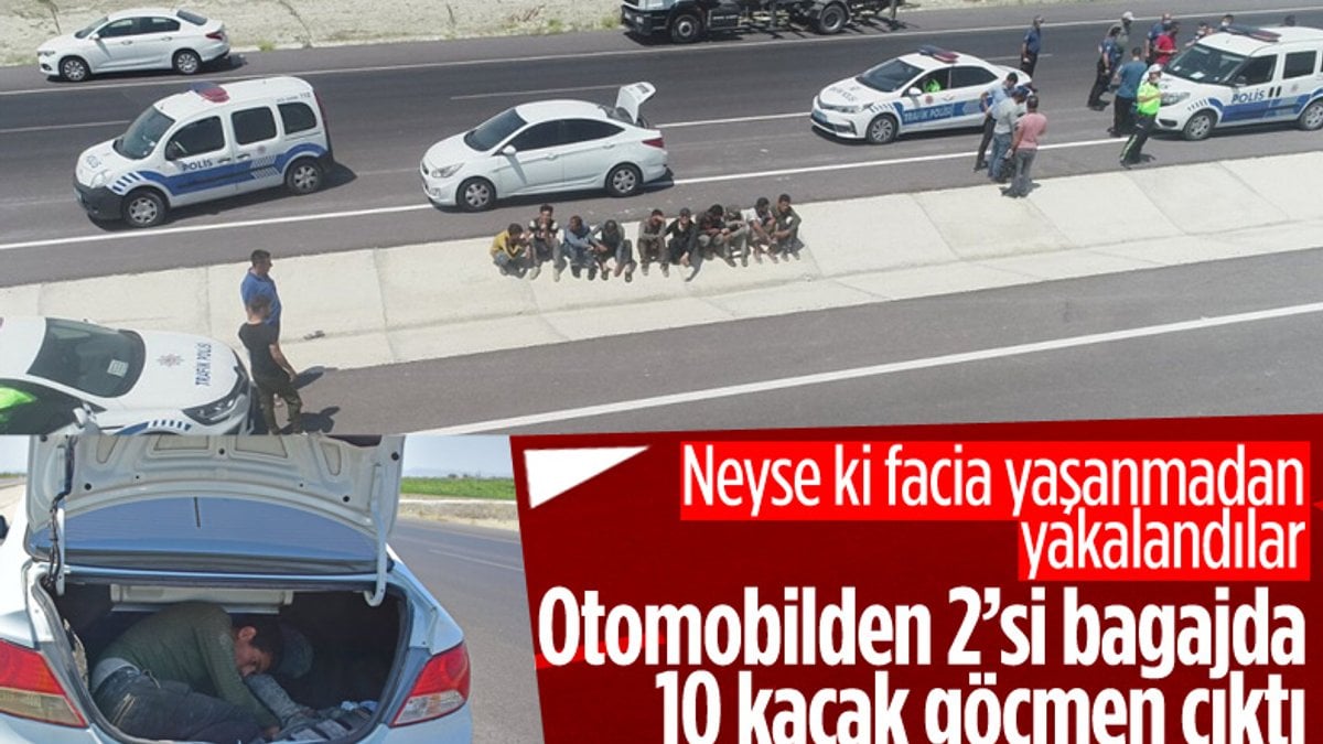 Konya'da otomobilde 10 kaçak göçmen yakalandı