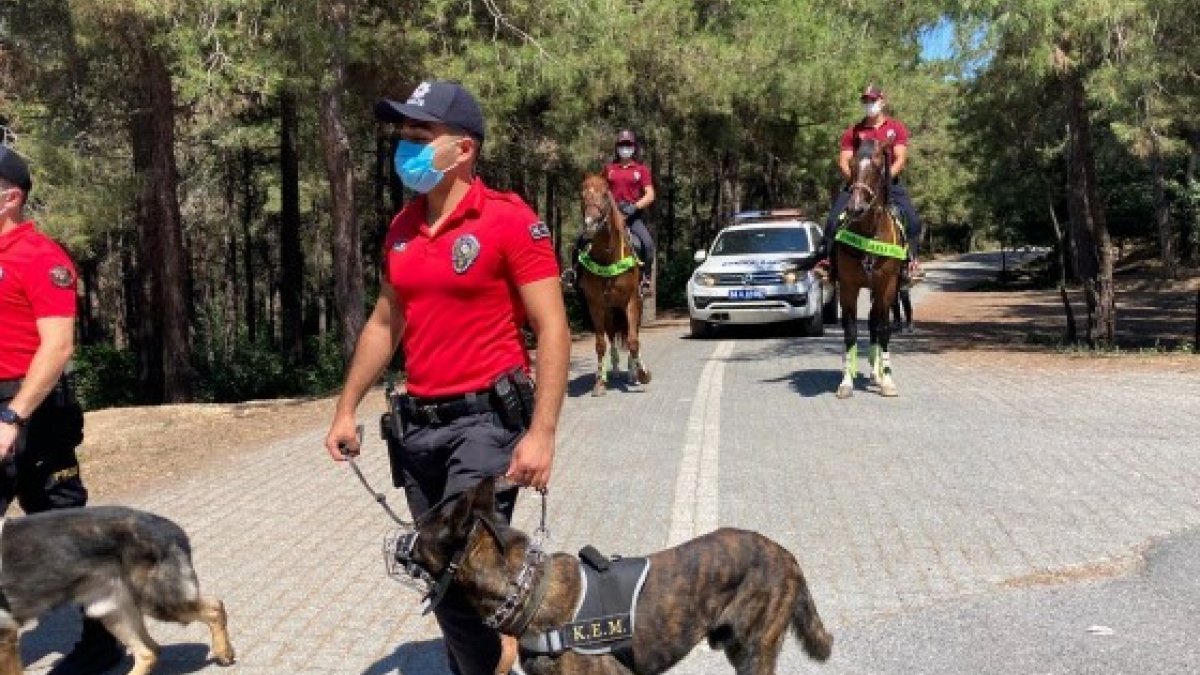 Arnavutköy’de orman yangınlarına karşı atlı polisle denetim