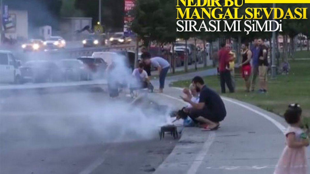 İstanbul'da yol kenarında mangal yapıldı