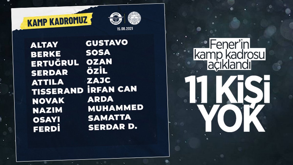 Fenerbahçe'de 11 oyuncu kamp kadrosuna alınmadı