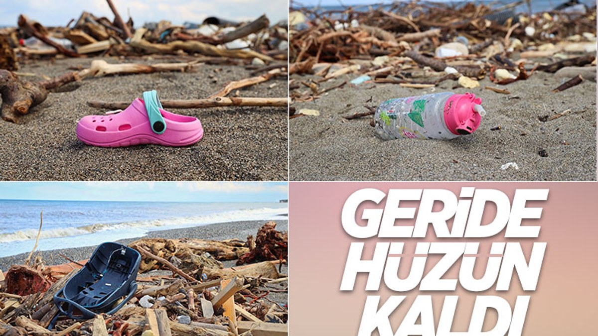 Kastamonu'da selin ardından eşyalar sahile vurdu