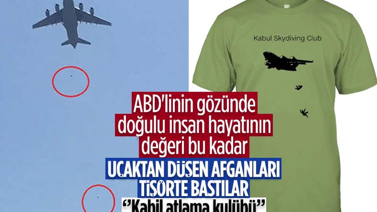 Afganistan'da uçaktan düşen insanların resmedildiği tişörtler ABD'de satışta