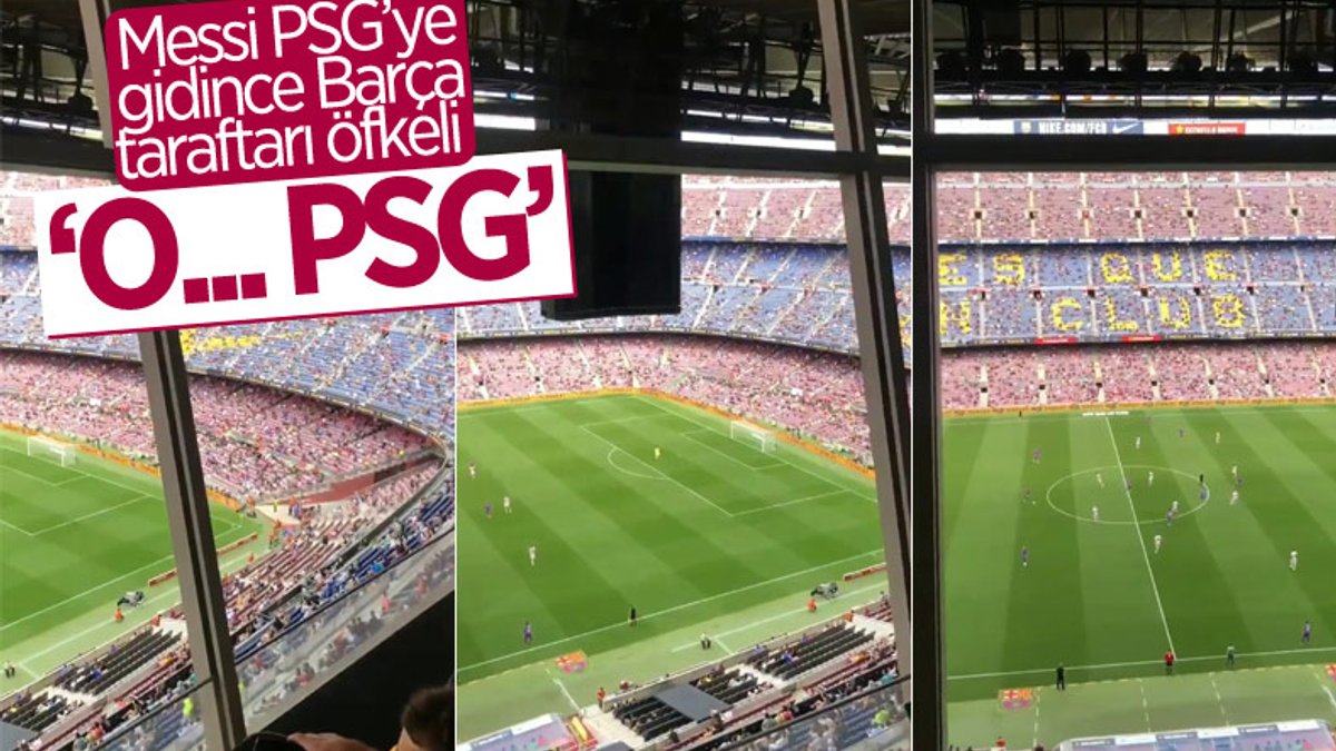 Barcelona taraftarı tribünden PSG'ye küfür etti