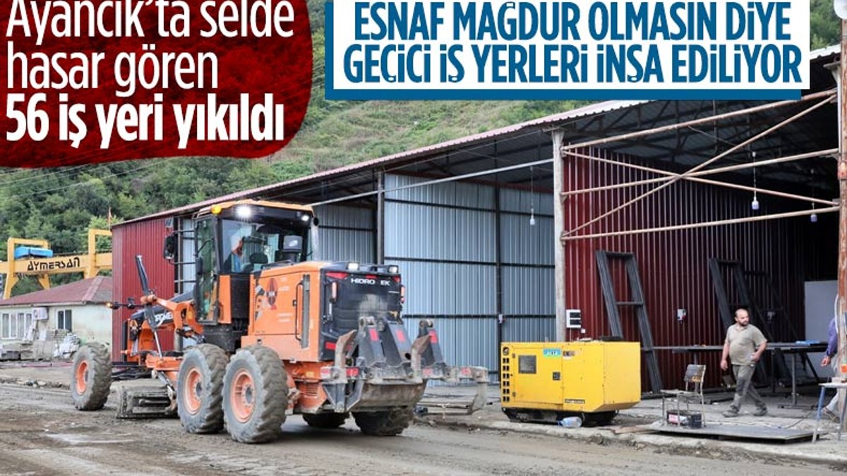 Sinop'ta sel sonrası esnafa geçici iş yerleri inşa ediliyor