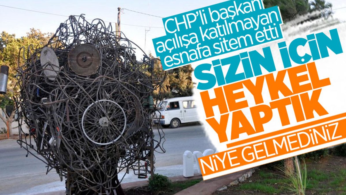 CHP'li Datça Belediyesi'nin Sanayi Ağacı heykelinin açılışı, kimse gelmeyince ertelendi