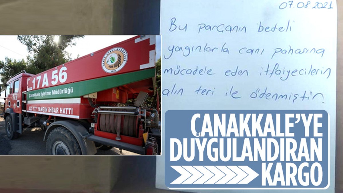 Tekirdağdan Çanakkaleli itfaiyecileri duygulandıran kargo