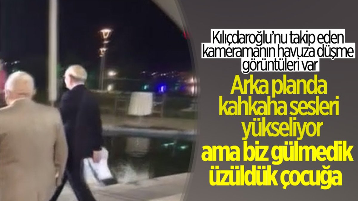 Kılıçdaroğlu’nu takip eden kameraman havuza düştü