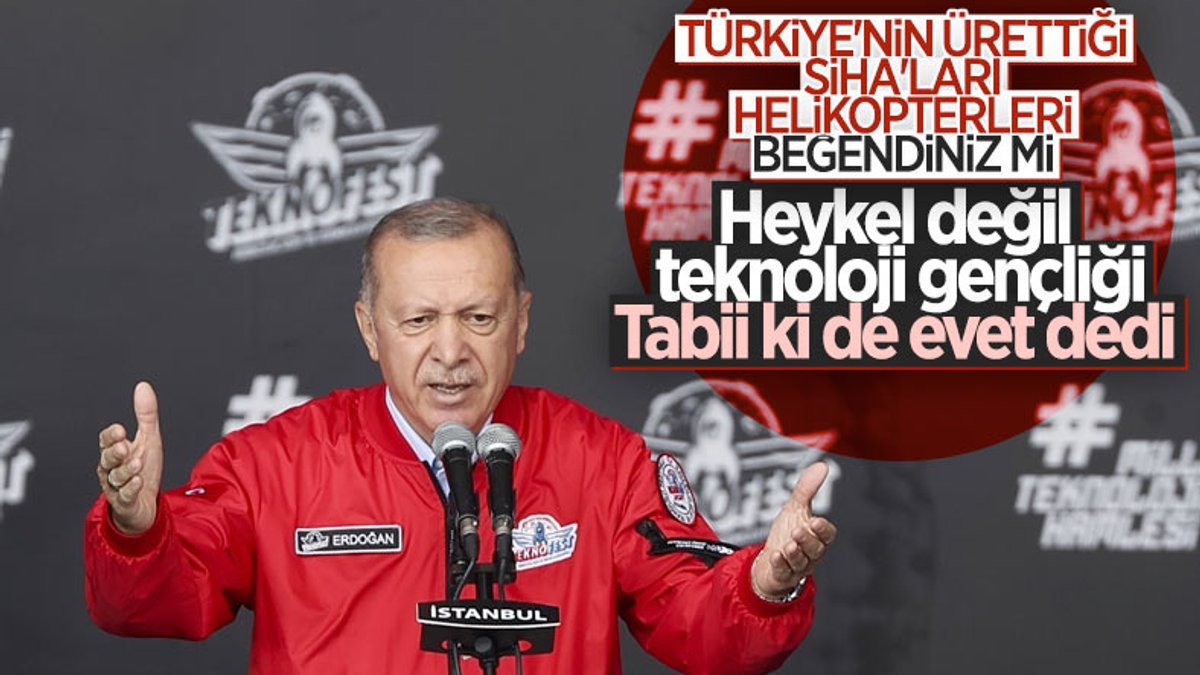 Cumhurbaşkanı Erdoğan TEKNOFEST'te sordu: Gösterileri beğendiniz mi
