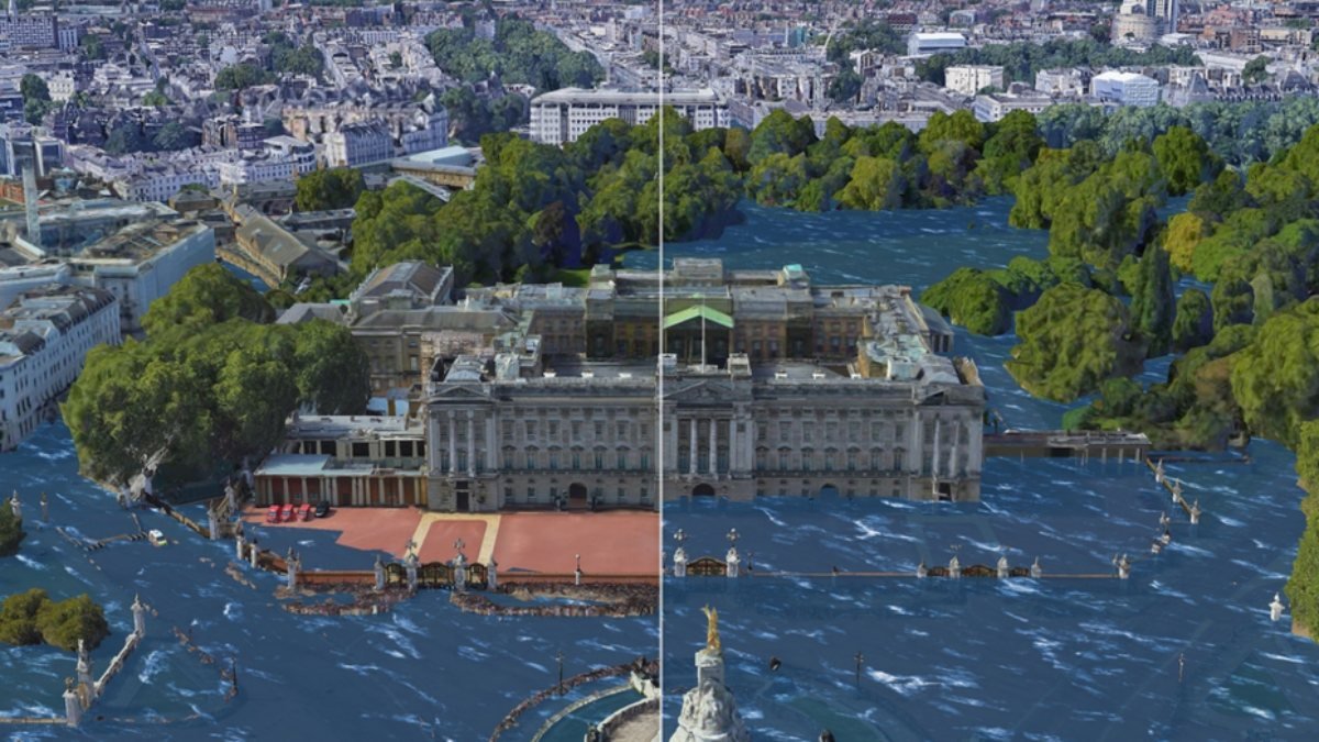 Buckingham Sarayı, deniz seviyesinin yükselmesinden etkilenecek yerler arasında
