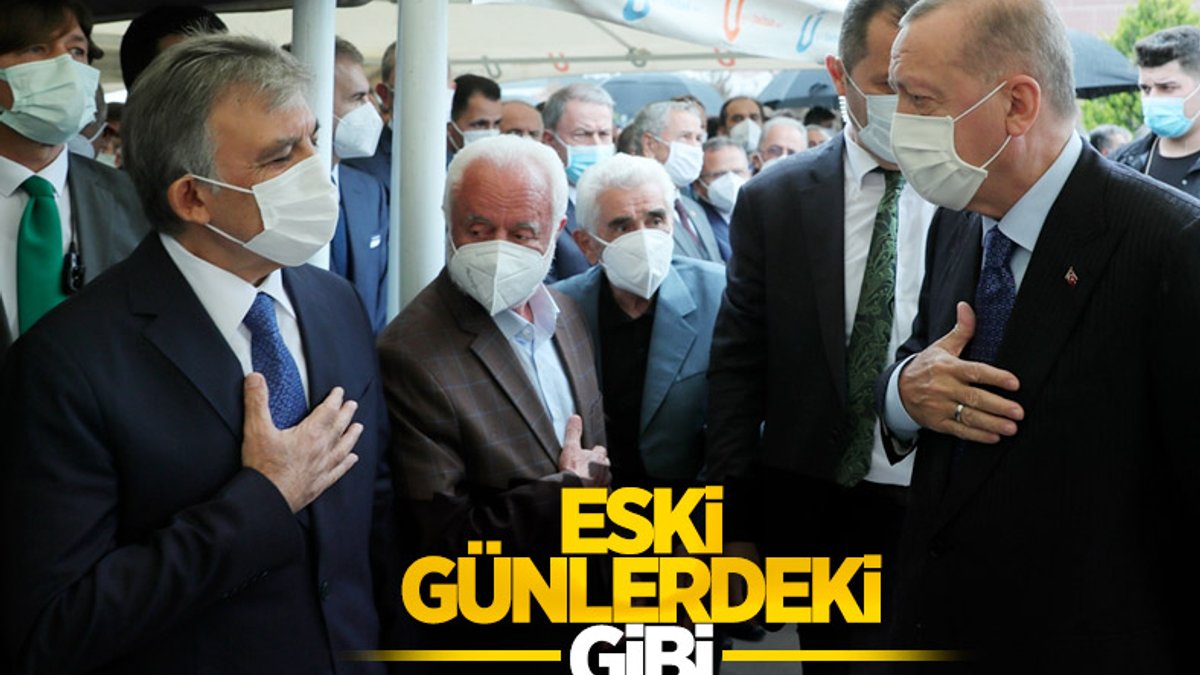 Cumhurbaşkanı Erdoğan, Abdullah Gül ile cenazede selamlaştı