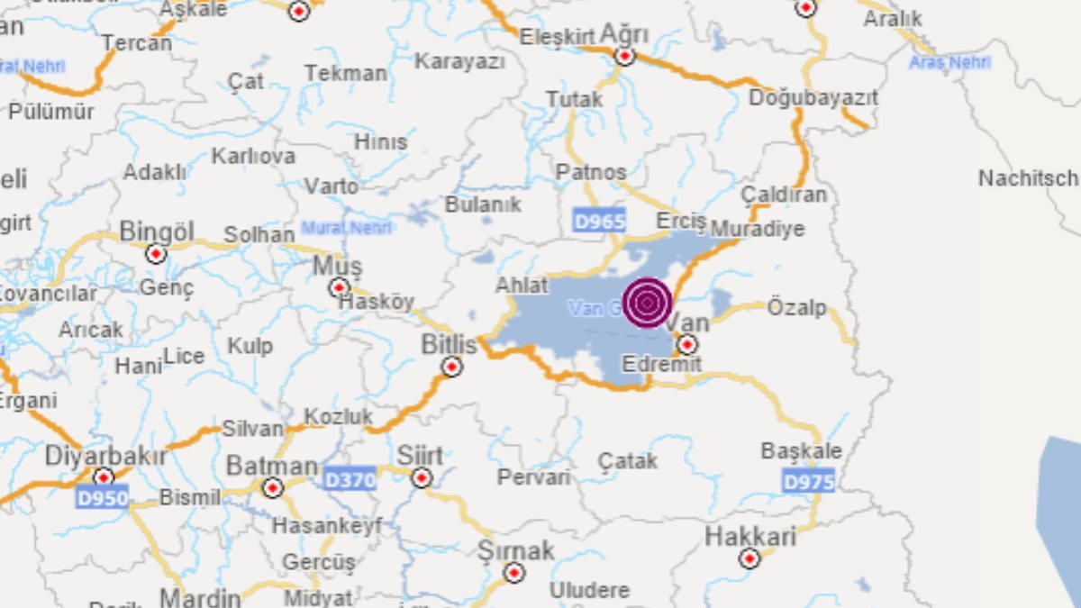 AFAD: Van'ın Tuşba ilçesinde 3.8 büyüklüğünde deprem meydana geldi