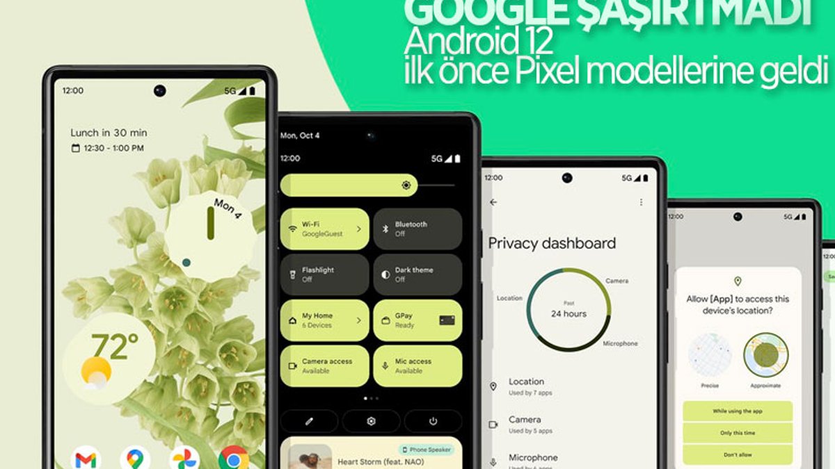 Google Pixel modelleri için Android 12 kullanıma sunuldu