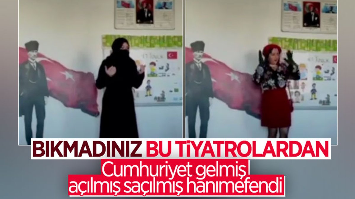 Cumhuriyet gelince çarşaftan kurtulduğunu anlatmaya çalışan öğretmen