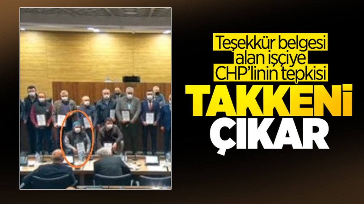 Kütahya'da CHP'liden takdir belgesi alan işçiye: Takkeni çıkar