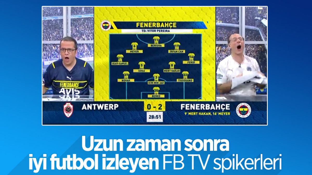 Fenerbahçe'nin Antwerp'e attığı gollerde FB TV spikerleri