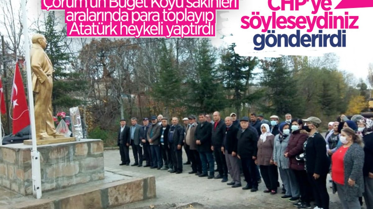 Çorum'da köylüler para toplayıp Atatürk heykeli yaptırdı