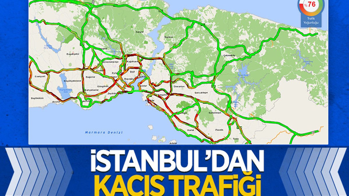 İstanbul'da trafikte ara tatil yoğunluğu