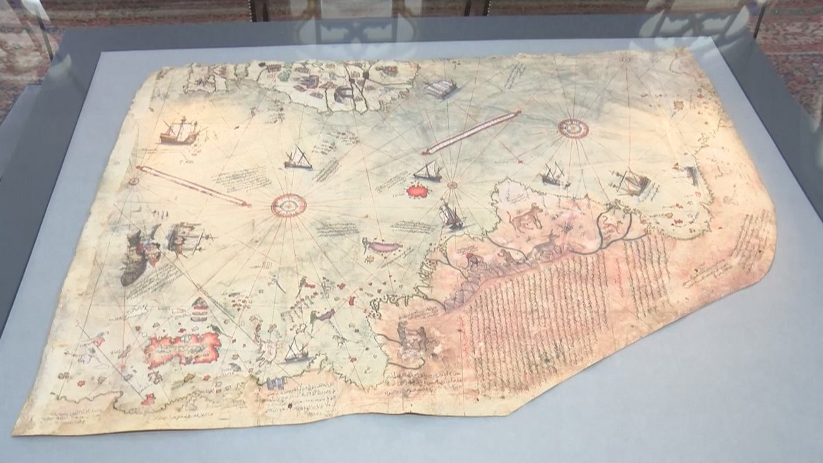 Piri Reis'in 1513'te çizdiği dünya haritası, yeniden sergilenmeye başlandı