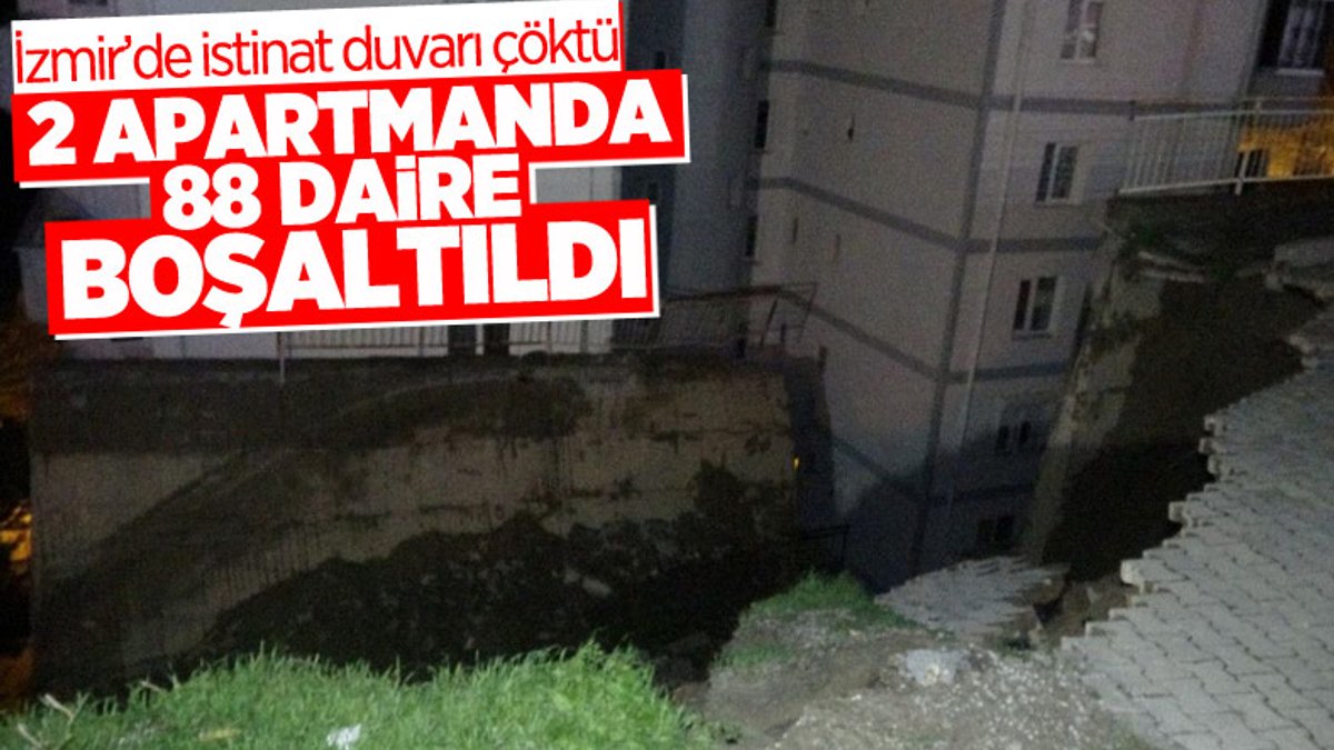 İzmir'de istinat duvarı çöktü: 88 daire boşaltıldı 