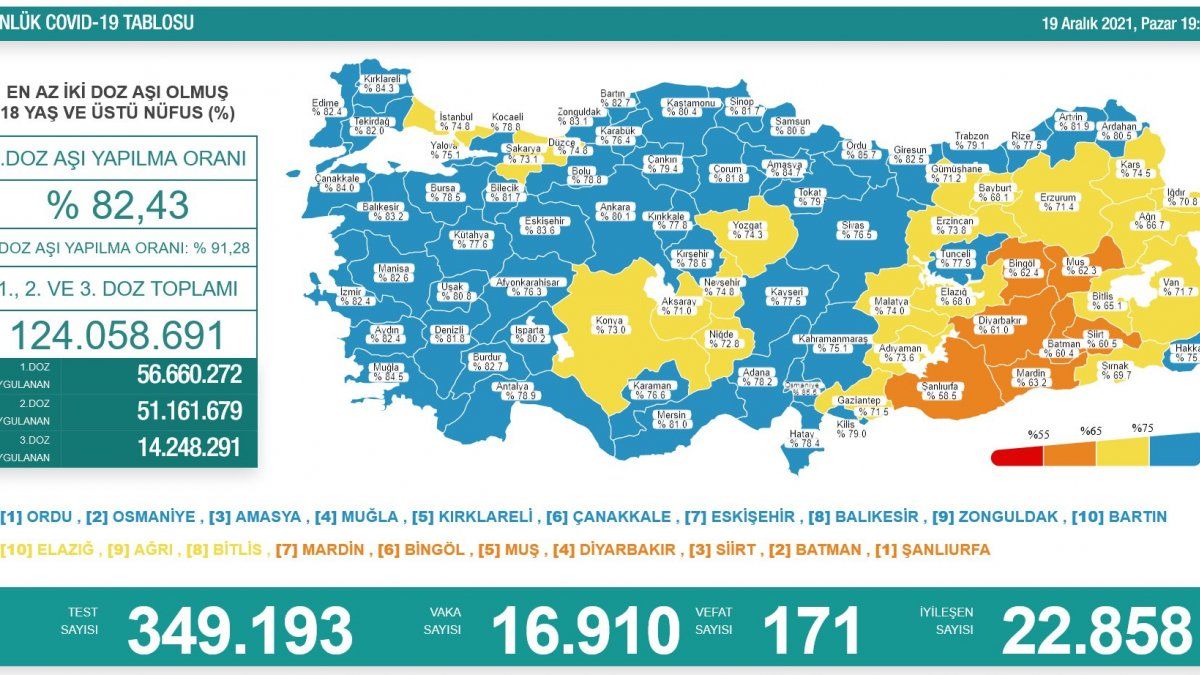 19 Aralık Türkiye'de koronavirüs tablosu