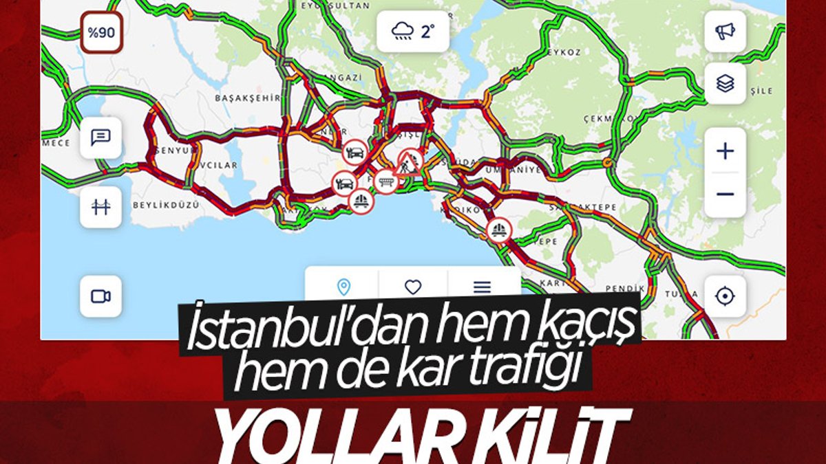 İstanbul'da trafik yüzde 90'a çıktı