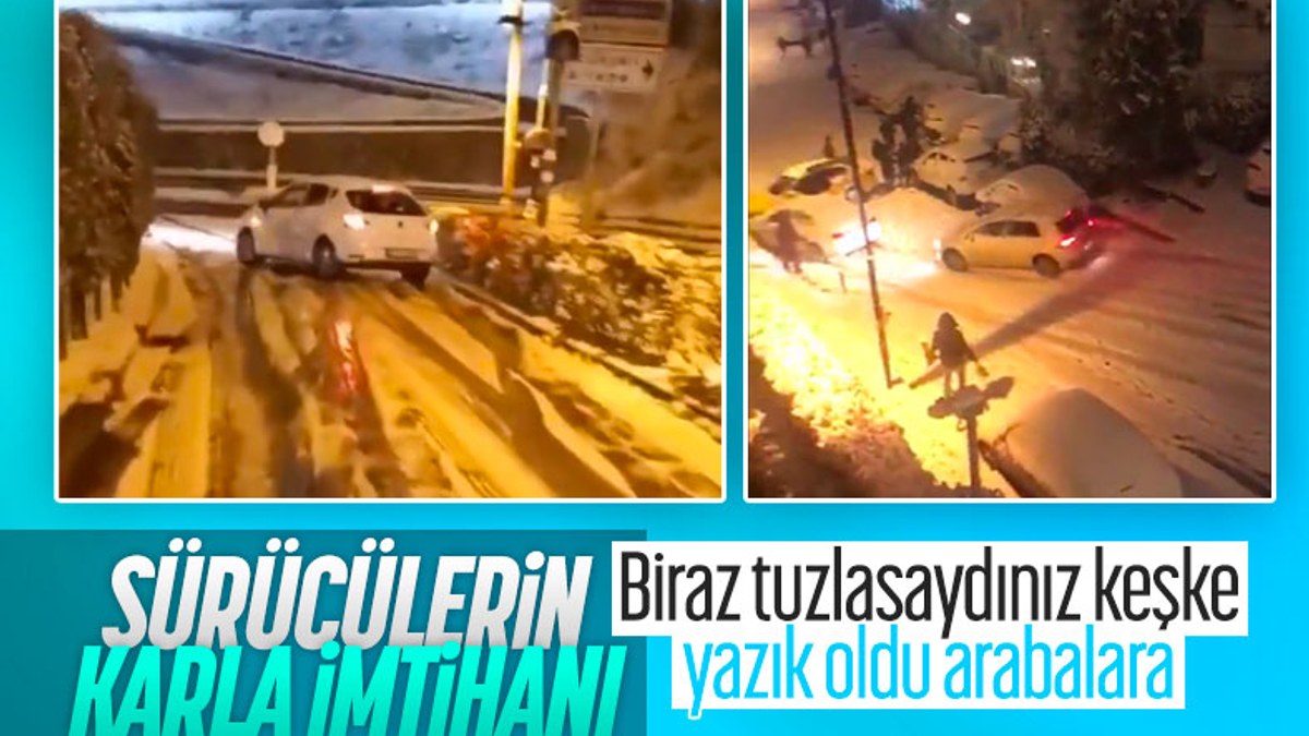 İstanbul'da kar nedeniyle araçlar kontrolden çıktı