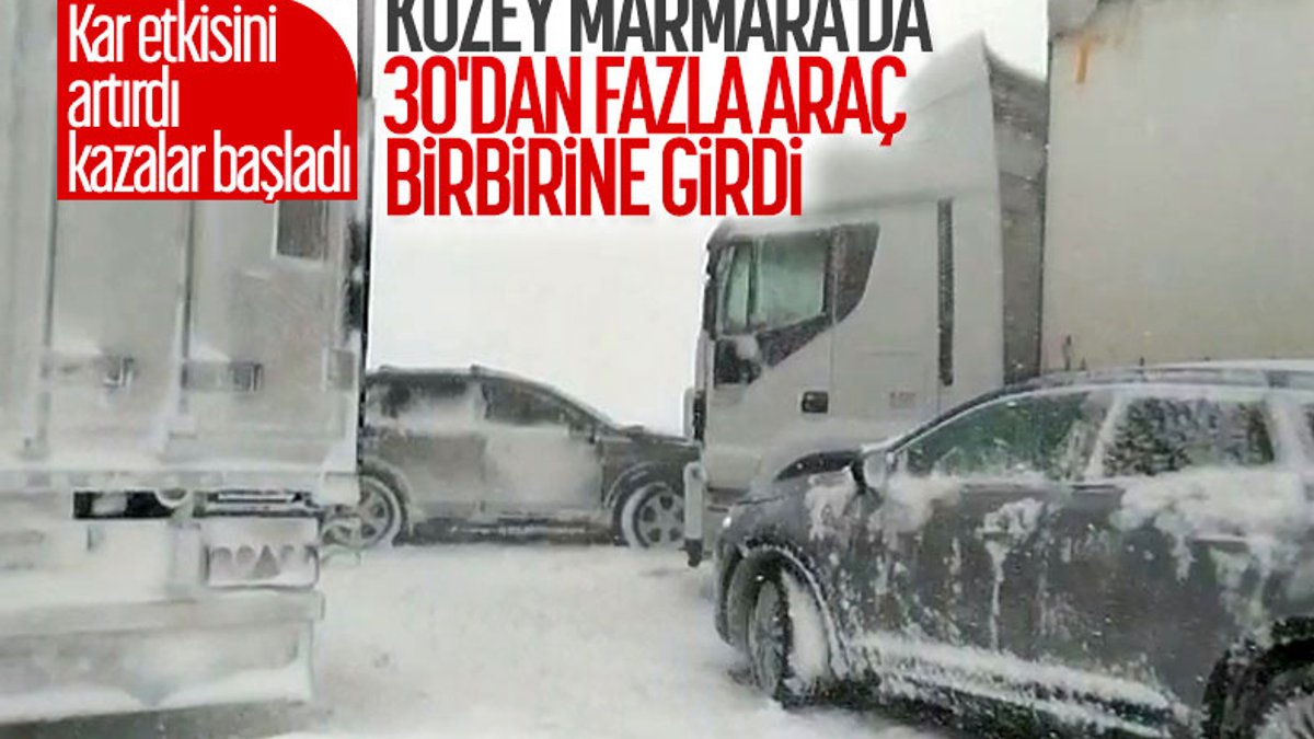 Kuzey Marmara Otoyolu'nda 30'dan fazla araç zincirleme kazaya karıştı