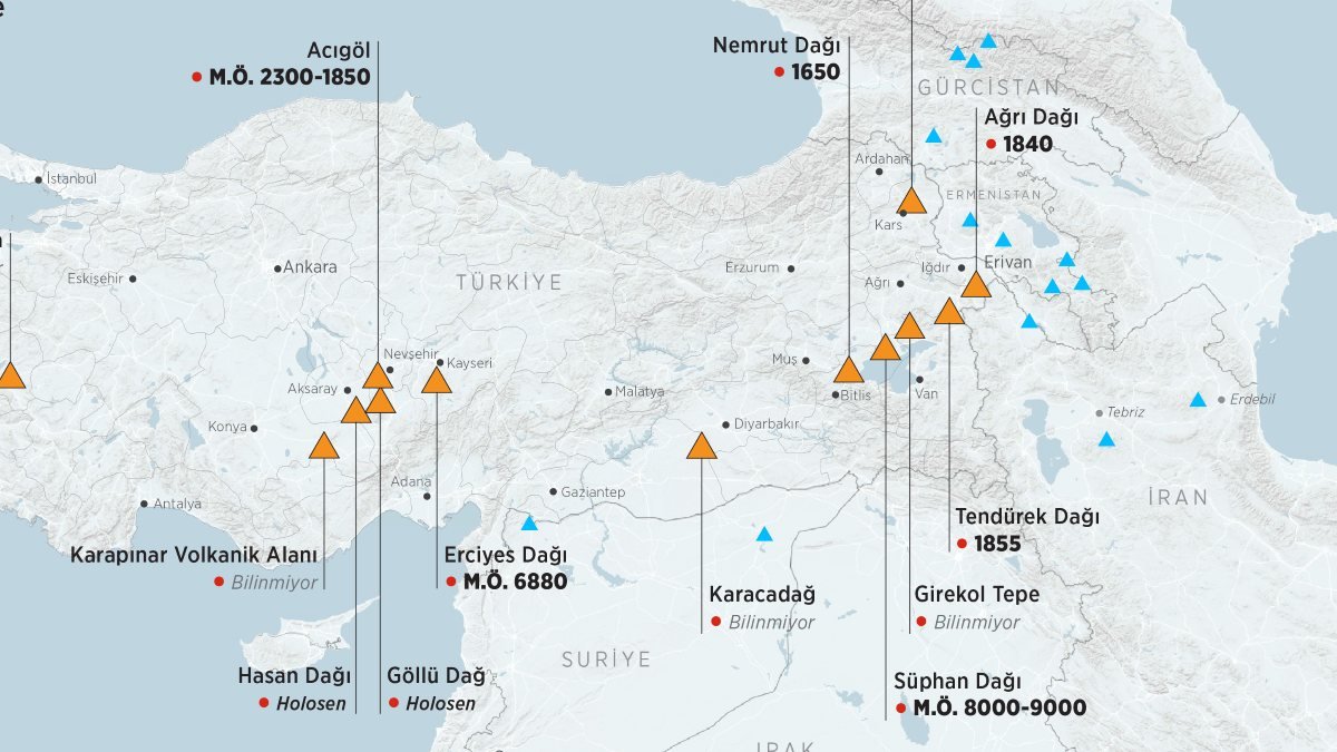 Türkiye’nin volkan haritası