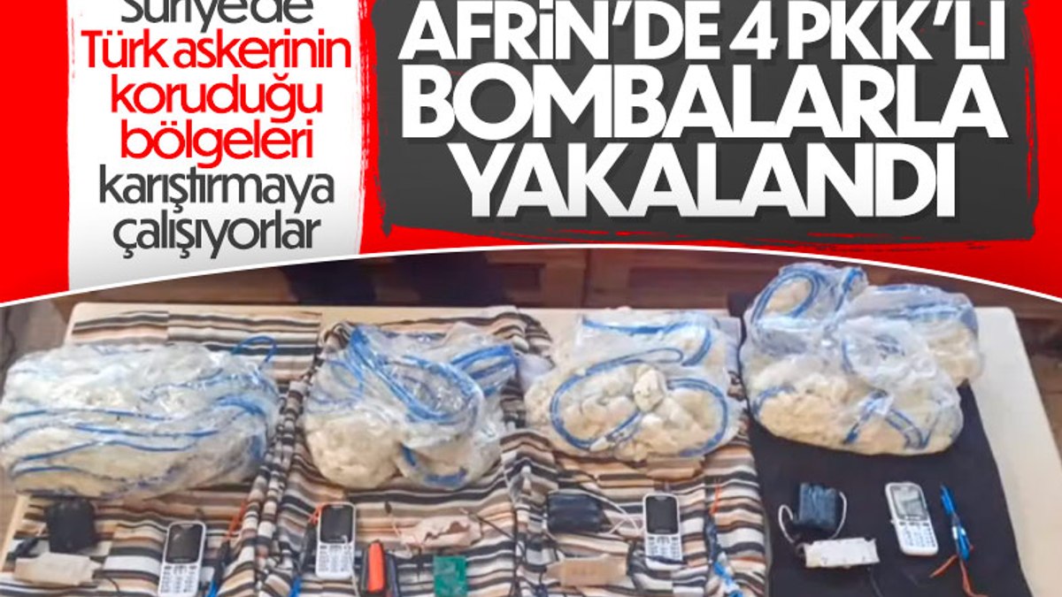 Afrinde 4 terörist patlayıcı ile yakalandı