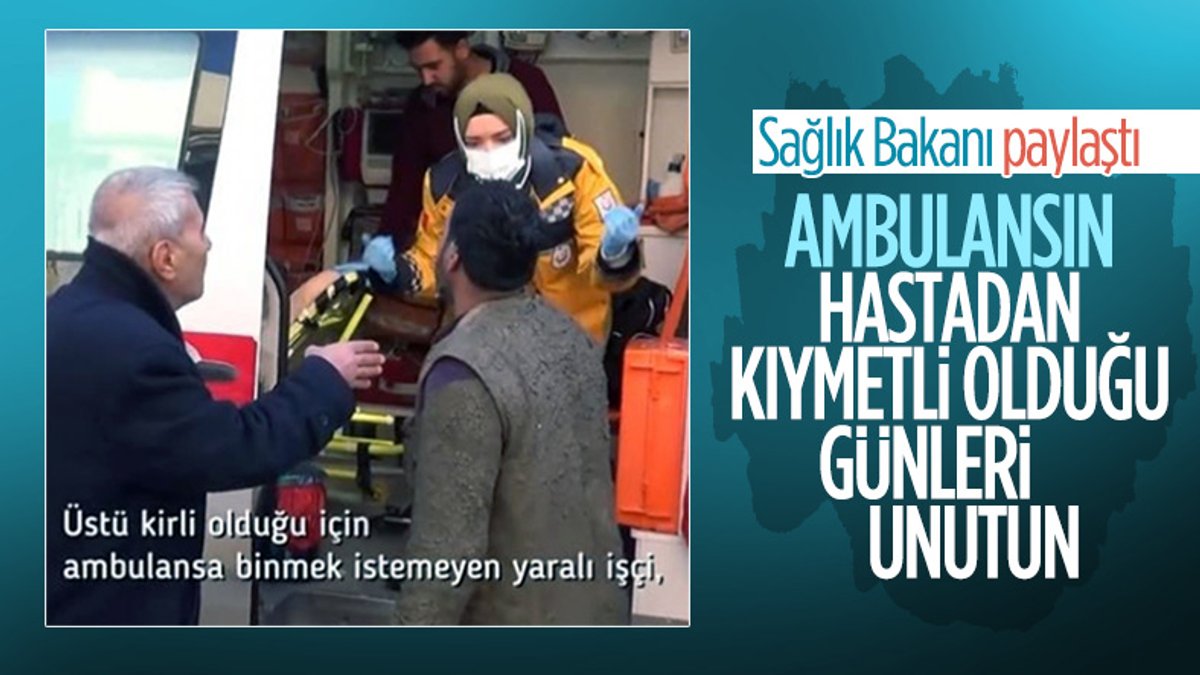 Bakan Koca, Gaziantep'te ambulansa binmek istemeyen işçiyi paylaştı