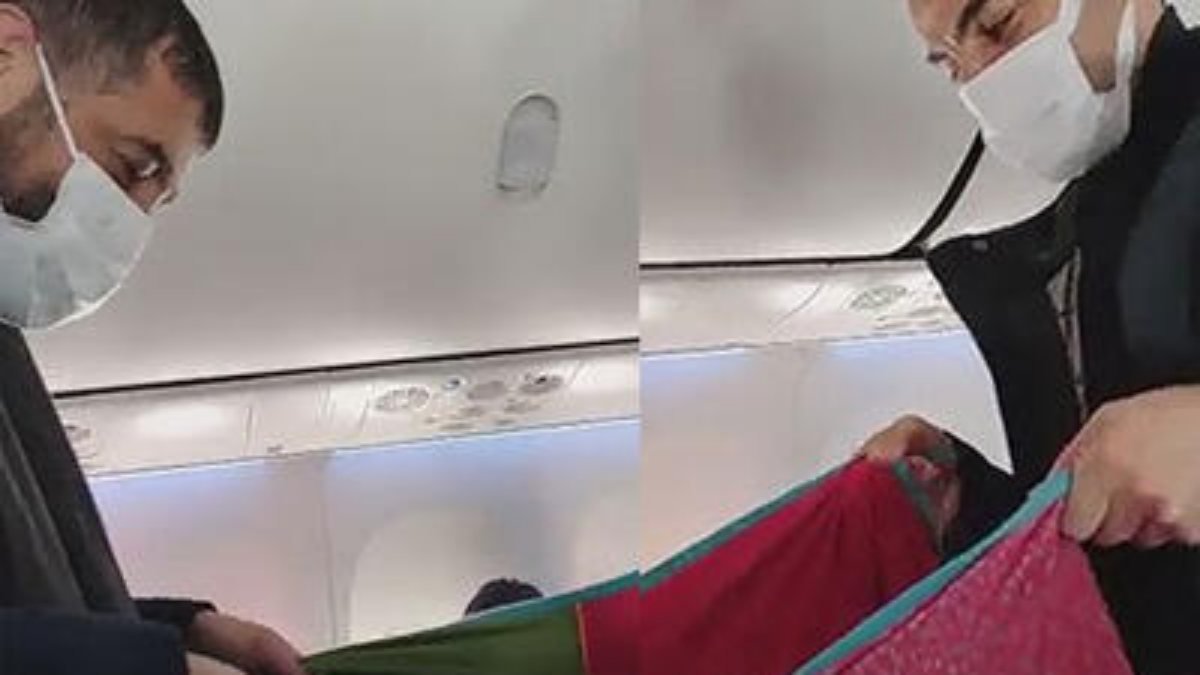 Bingöl uçağında ağlayan bebeği yolcular sallayarak uyuttu