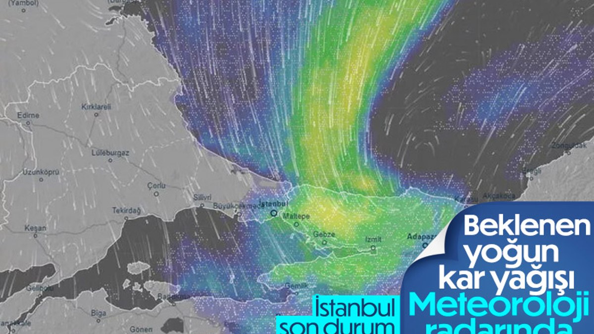 İstanbulda beklenen kar yağışı, meteoroloji radarında