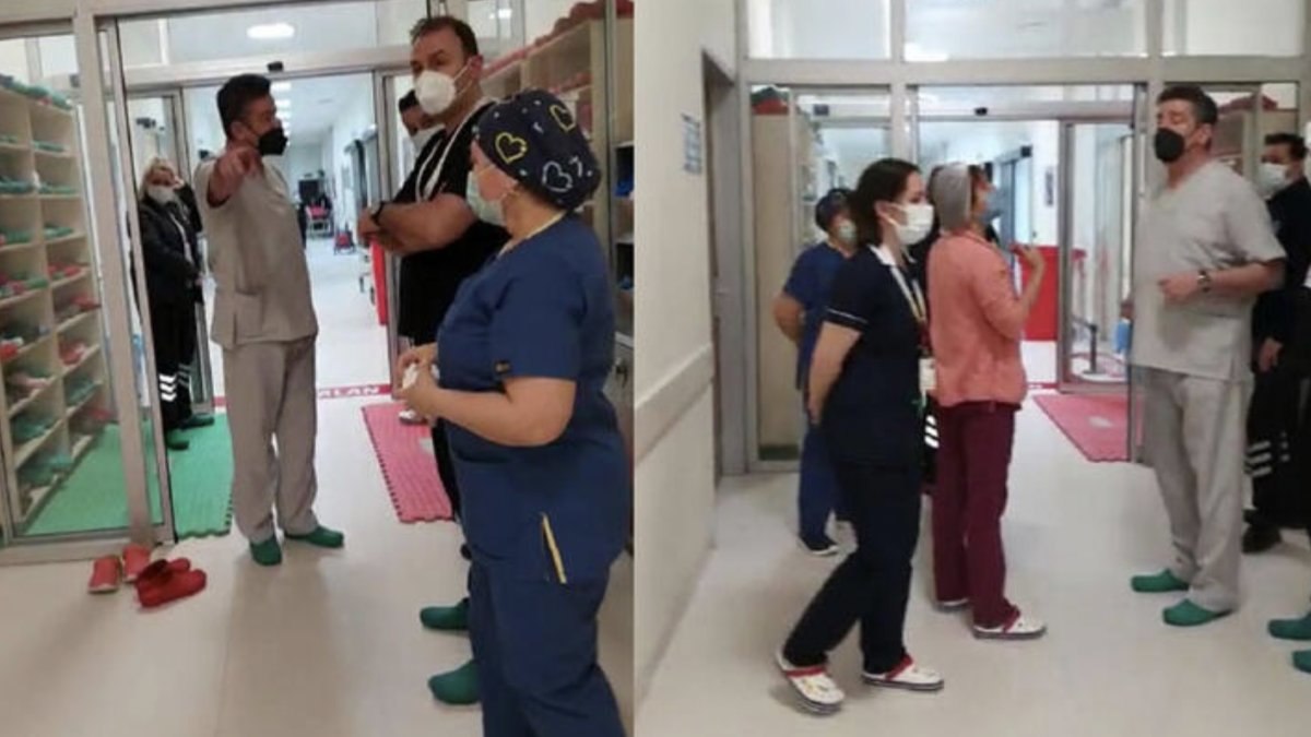 Balıkesir'de başhekim ile grevdeki doktorlar arasında tartışma