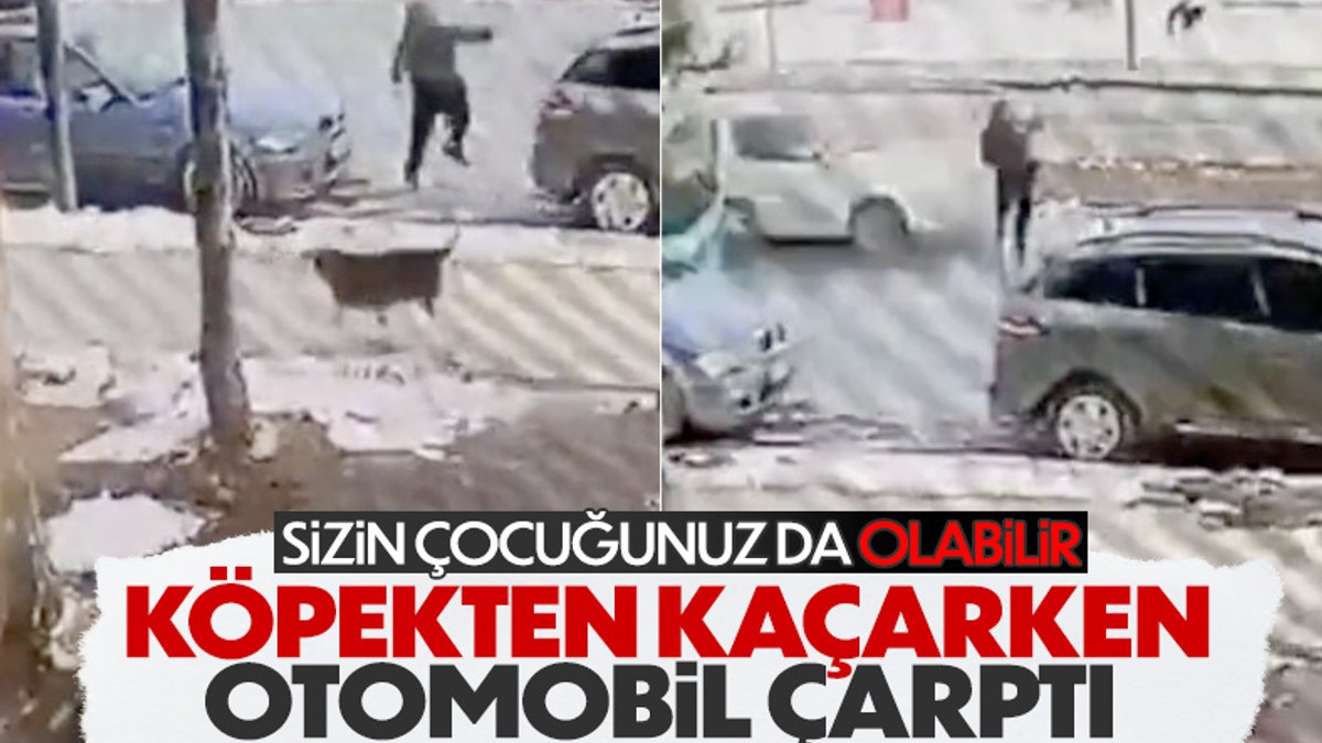 Sivas'ta sokak köpeğinden kaçan çocuğa otomobil çarptı